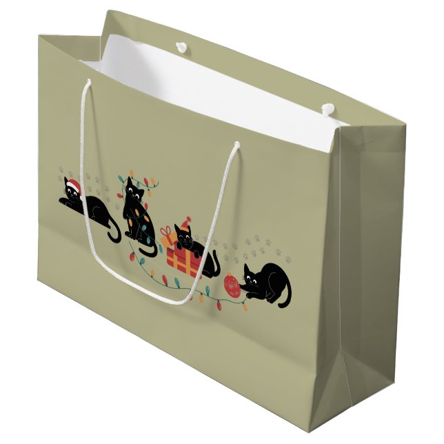 Weihnachten Niedlich Chat Lover Crew Weihnachtsbel Große Geschenktüte (Vorderseite Schrägansicht)