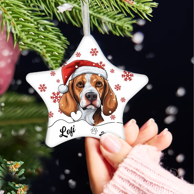 Weihnachten Niedlich Fox Hound Hund Personalisiert Keramik Ornament (Von Creator hochgeladen)