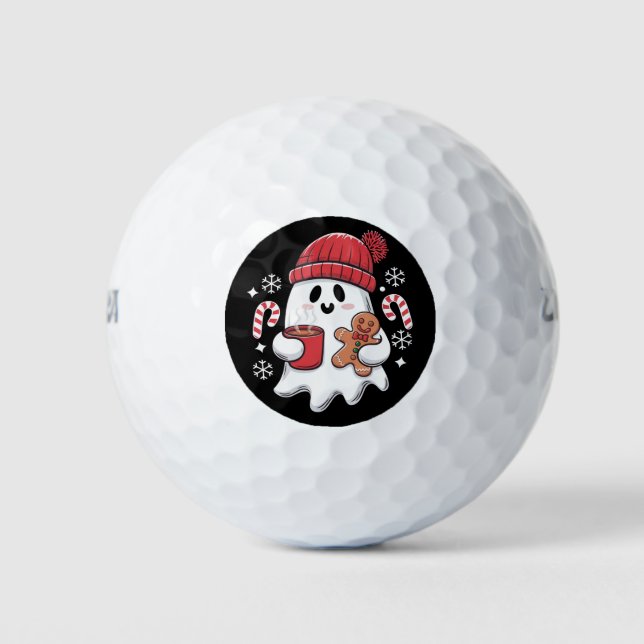 Weihnachten Niedlich Ghost Icaffee Retro Xmas Kaff Golfball (Vorderseite)