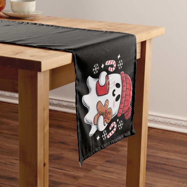 Weihnachten Niedlich Ghost Icaffee Retro Xmas Kaff Kurzer Tischläufer (Beispiel)