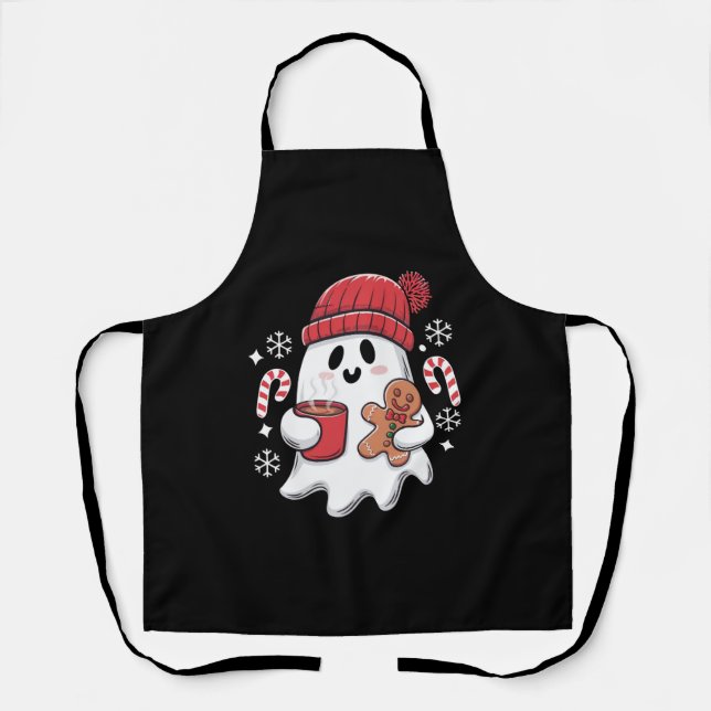 Weihnachten Niedlich Ghost Icaffee Retro Xmas Kaff Schürze (Vorderseite)
