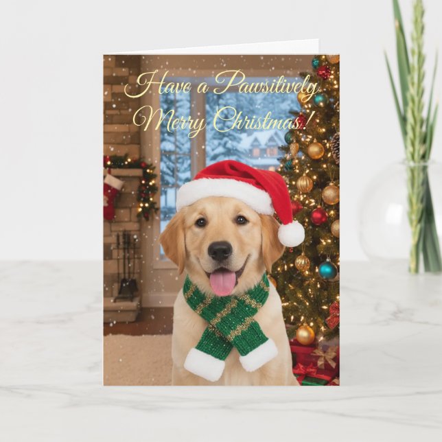 Weihnachten-Niedlich Golden Retriever Gruß von San Karte (Vorderseite)