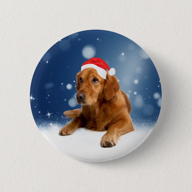 Weihnachten Niedlich Golden Retriever Hund Weihnac Button (Vorderseite)
