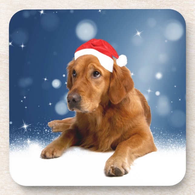 Weihnachten Niedlich Golden Retriever Hund Weihnac Untersetzer (Vorderseite)