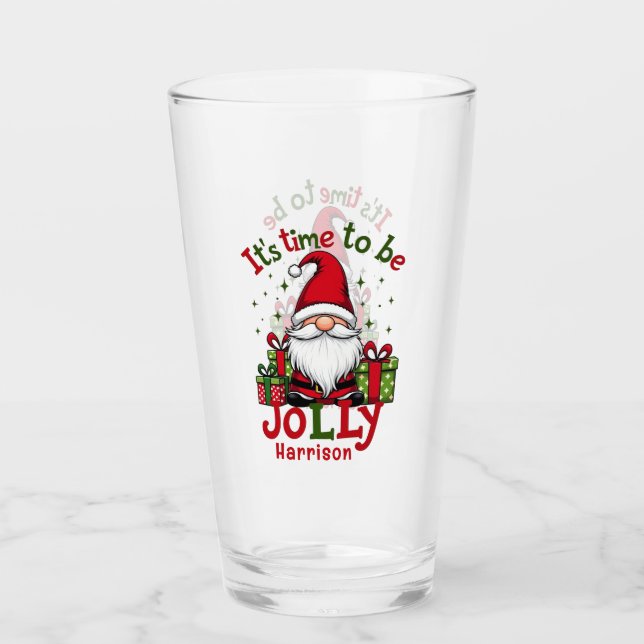 Weihnachten Niedlich Jolly Santa Personalisiert Na Glas (Vorderseite)