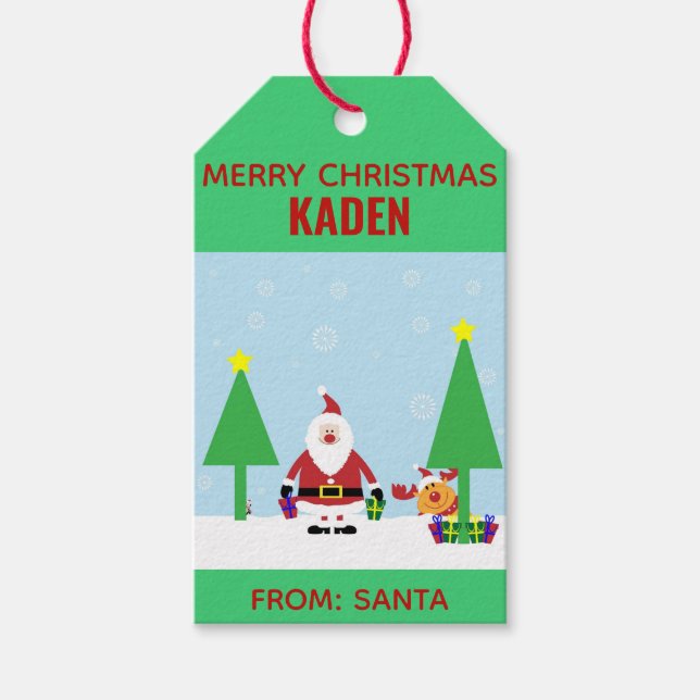 Weihnachten Niedlich Kids Cartoon Santa Geschenkanhänger (Vorderseite)