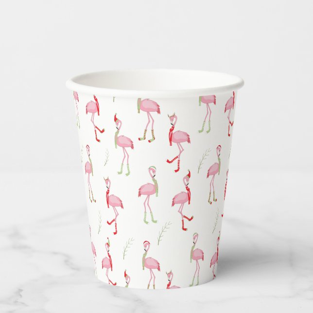 Weihnachten Niedlich Pink Flamingo Muster Pappbecher (Vorderseite)