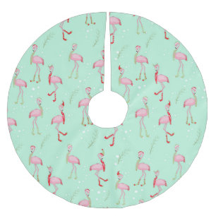 Weihnachten Niedlich Pink Flamingo Polyester Weihnachtsbaumdecke