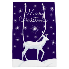 Weihnachten Niedlich Reindeer Snow Night Star Sky Mittlere Geschenktüte