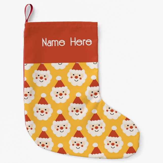 Weihnachten Niedlich Santa Minima Retro Gelb Kleiner Weihnachtsstrumpf (Vorderseite)