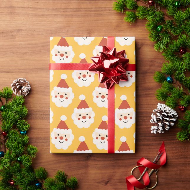 Weihnachten Niedlich Santa Minima Retro Rot Geschenkpapier (Feiertagsgeschenk)