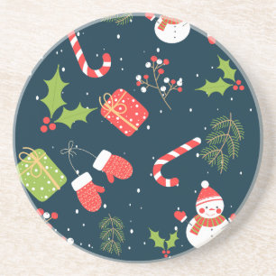 Weihnachten Niedlich Snowman Holiday Pattern Getränkeuntersetzer
