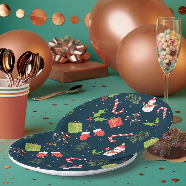 Weihnachten Niedlich Snowman Holiday Pattern Pappteller (Multi)