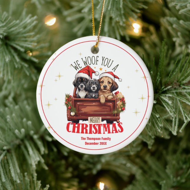 Weihnachten Niedliche Hunde Wir arbeiten für Sie C Keramik Ornament (Baum)