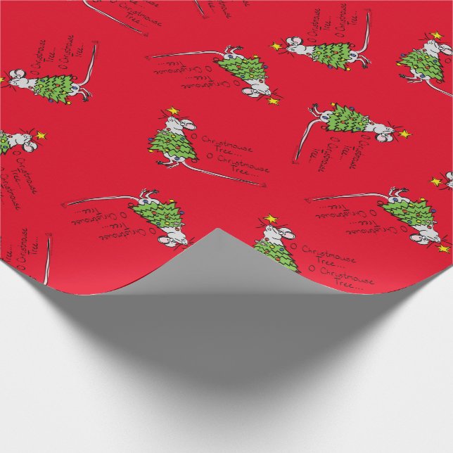 Weihnachten Niedliche Maus Baum Cartoon Geschenkpapier (Ecke)