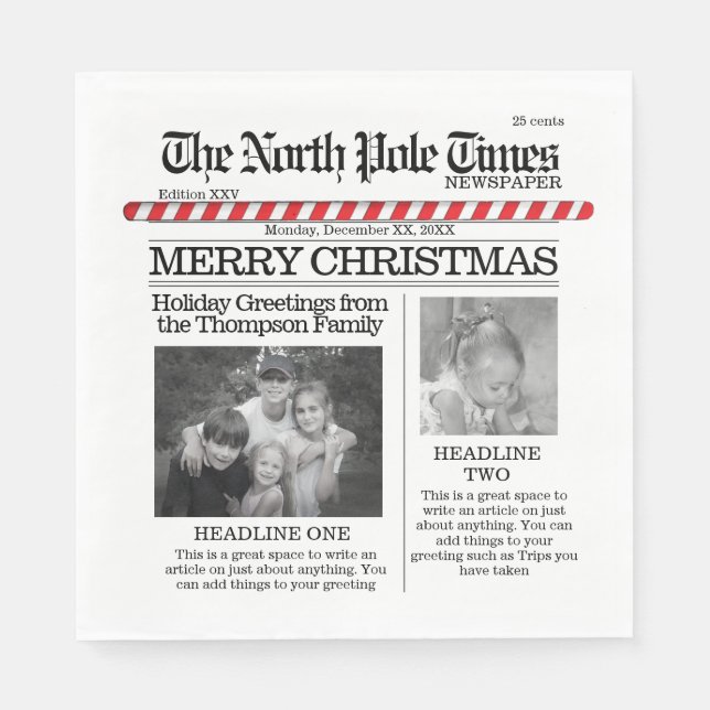 Weihnachten Niedliche Nordpol-Zeit Whimsisches Fot Serviette (Vorderseite)