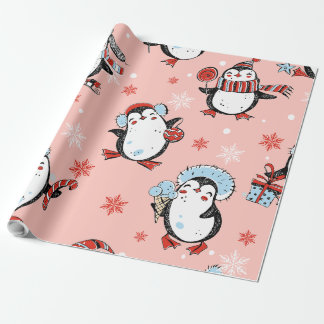 Weihnachten - Niedliche Pinguine Geschenkpapier