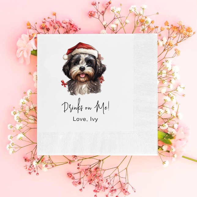 Weihnachten Niedliche Shih Tzu Dog Drinks auf mir Serviette (Von Creator hochgeladen)