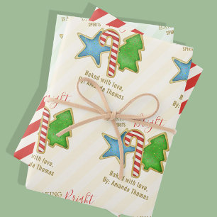 Weihnachten Niedliche Whimsical Cookie Cutouts Geschenkpapier Set