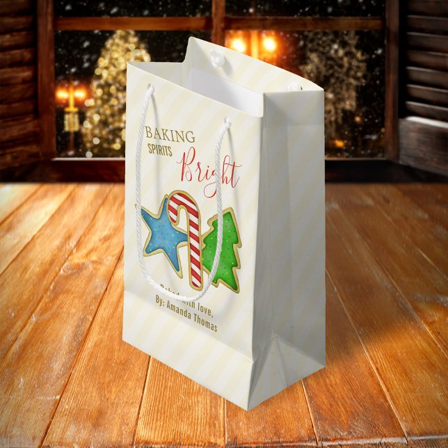 Weihnachten Niedliche Whimsical Cookie Cutouts Kleine Geschenktüte (Merry Christmas holiday cookie cutters gift bag.)