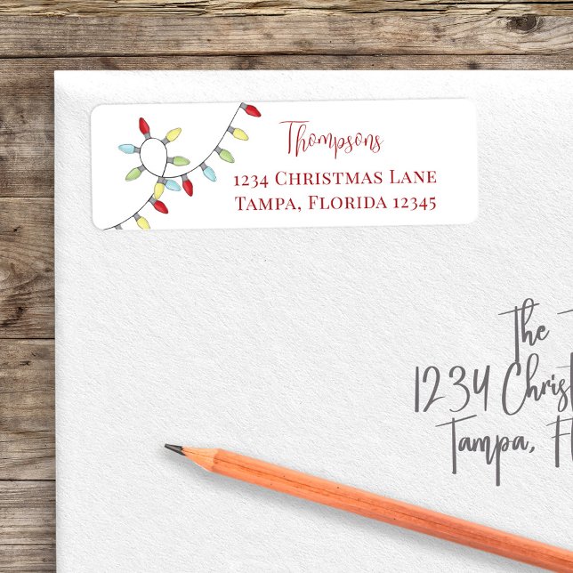 Weihnachten Niedliche whimsistische bunt String Li (Christmas Whimsical colorful string lights return address labels. )
