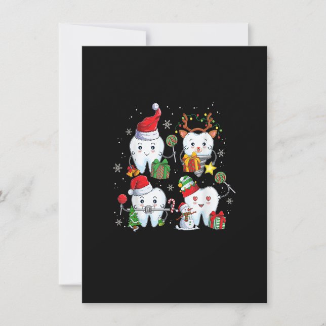 Weihnachten Niedliche Zähne Zahnassistent Xmas Den Einladung (Vorderseite)