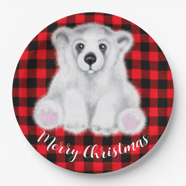 Weihnachten niedlicher Eisbärenkuchen, Weihbärchen Pappteller (Vorderseite)