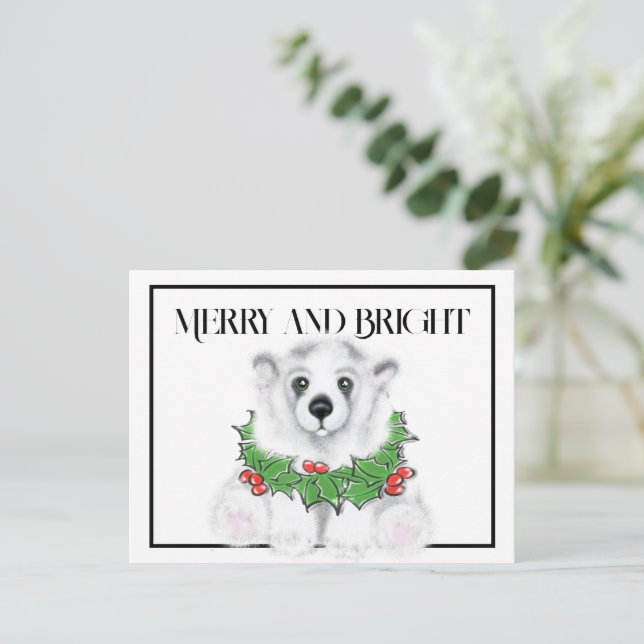 Weihnachten niedlicher Eisbärenkuchen, Weihbärchen Postkarte (Stehend Vorderseite)
