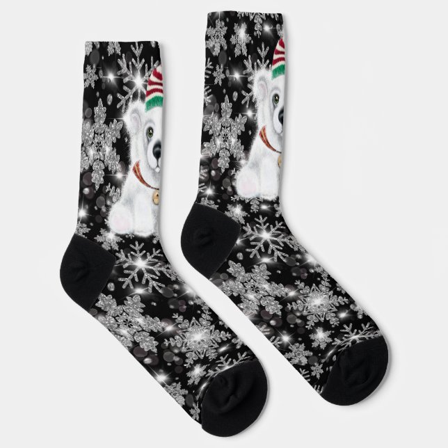 Weihnachten niedlicher Eisbärenkuchen, Weihbärchen Socken (Rechts)
