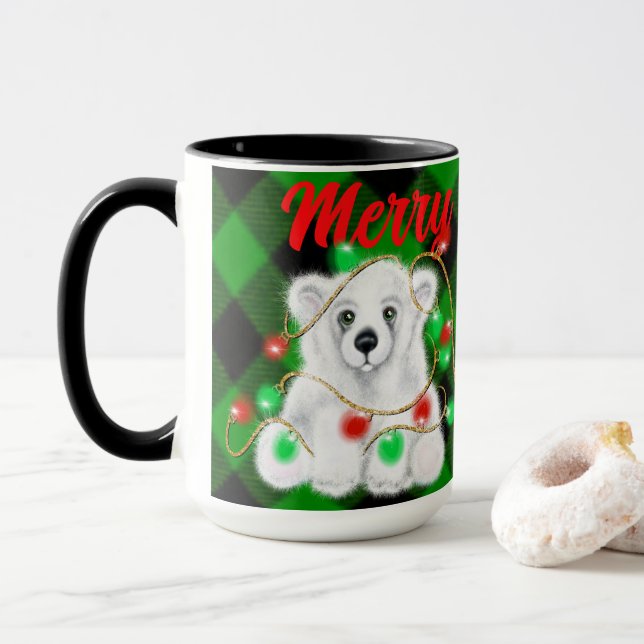 Weihnachten niedlicher Eisbärenkuchen, Weihbärchen Tasse (Mit Donut)
