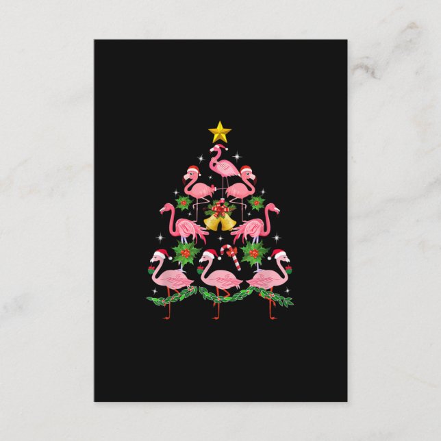 Weihnachten - Niedlicher Flamingo Weihnachtsbaum Begleitkarte (Vorderseite)