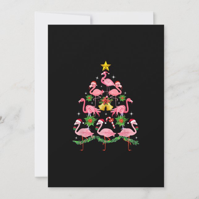 Weihnachten - Niedlicher Flamingo Weihnachtsbaum Einladung (Vorderseite)