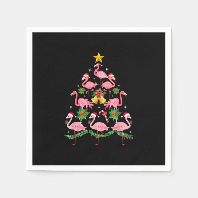 Weihnachten - Niedlicher Flamingo Weihnachtsbaum Serviette (Vorderseite)