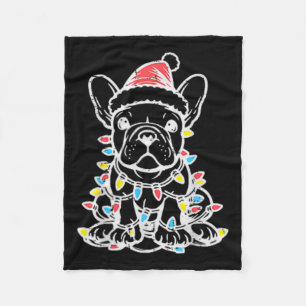 Weihnachten Niedlicher Hund Französischer Bulldog  Fleecedecke