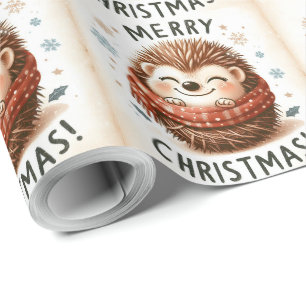 Weihnachten Niedlicher Igel Geschenkpapier