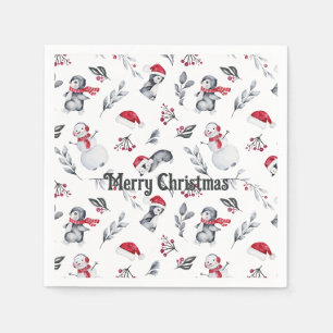 Weihnachten Niedlicher Penguin Festlicher Snowman Serviette