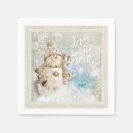 Weihnachten Niedlicher Schneemann mit Schneeflocke Serviette