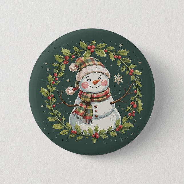 Weihnachten Niedlicher Schneemann Wintersaison Url Button (Vorderseite)