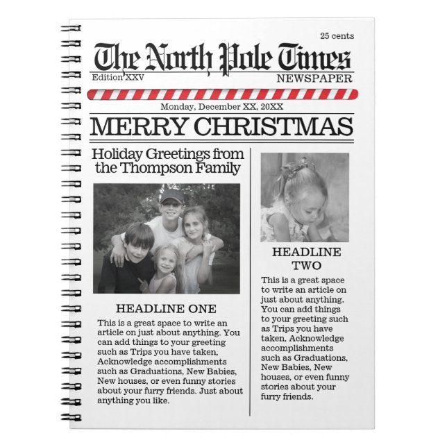 Weihnachten Niedlicher Spaß Nordpol Zeitung Notizblock (Vorderseite)