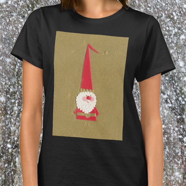Weihnachten, Niedlicher Weihnachtsmann auf Gold T-Shirt (Von Creator hochgeladen)