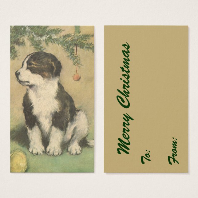 Weihnachten, Niedlicher Welpe unter Weihnachtsbaum (Vorne & Hinten)