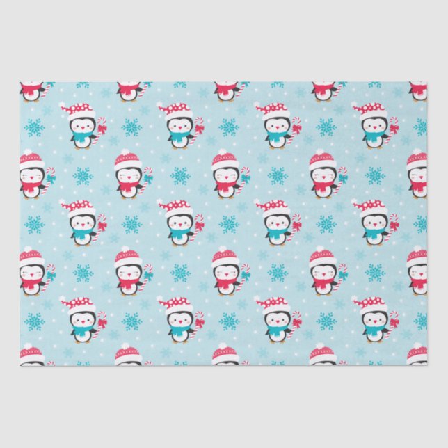 Weihnachten Niedlicher Winterpinguin Seidenpapier (Vorderseite)
