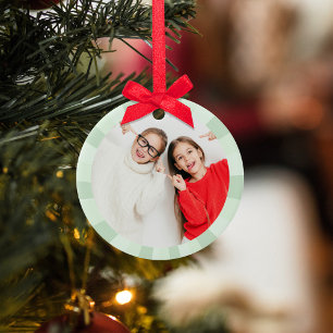 Weihnachten Niedliches Foto Grün Whimsical Spaß Keramik Ornament