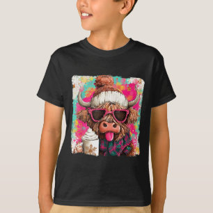 Weihnachten Niedliches Highland-Rind Heiße Schokol T-Shirt