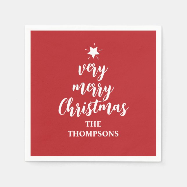 Weihnachten Niedliches Red Tree Star Typografy Par Serviette (Vorderseite)
