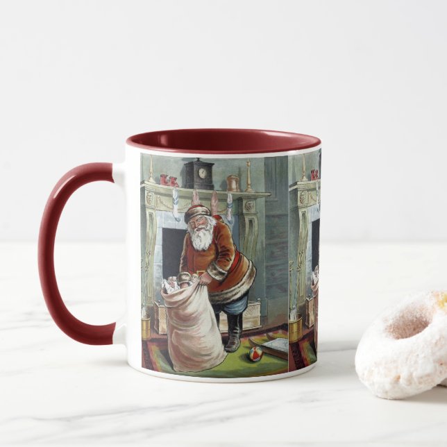 Weihnachten, Nikolaus am Kamin Tasse (Mit Donut)