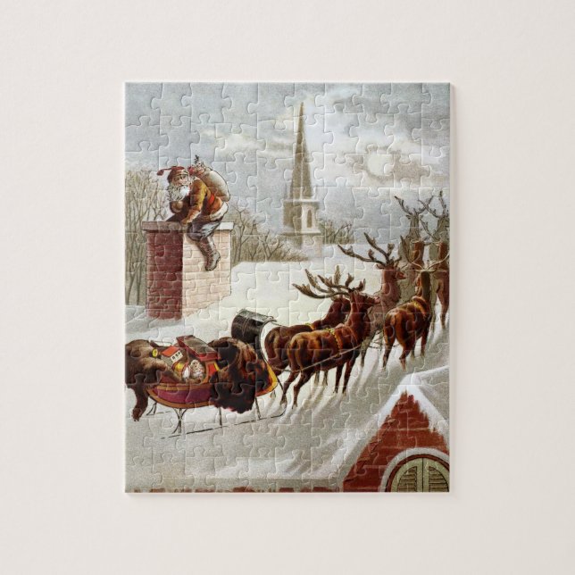 Weihnachten, Nikolaus auf dem Dach (Vertikal)