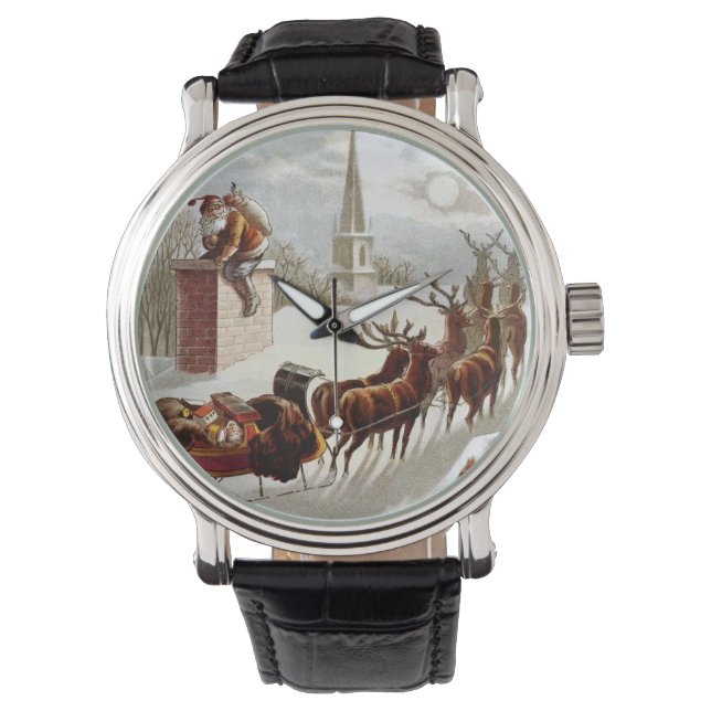 Weihnachten, Nikolaus auf dem Dach Armbanduhr (Vorderseite)