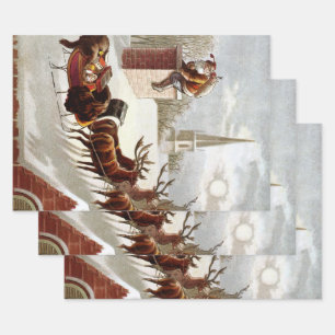 Weihnachten, Nikolaus auf dem Dach Geschenkpapier Set