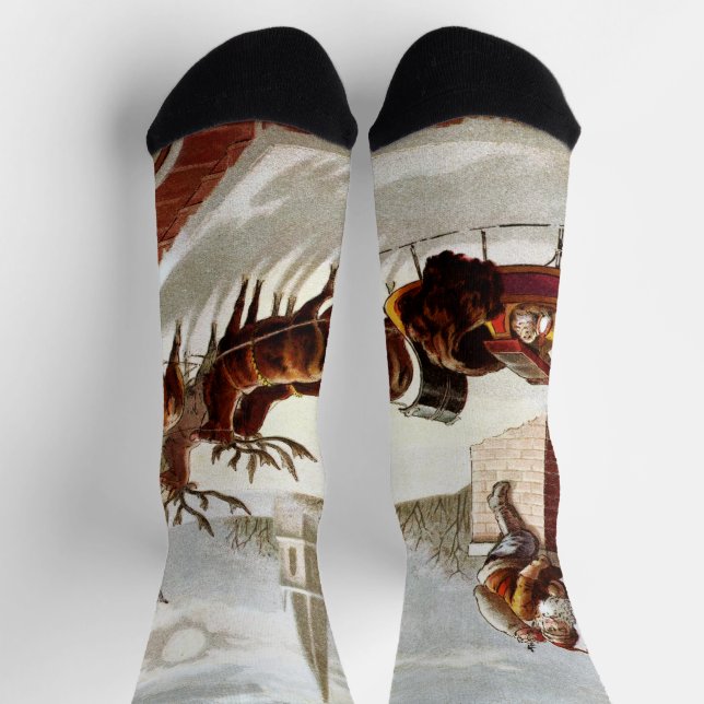 Weihnachten, Nikolaus auf dem Dach Socken (Oben)